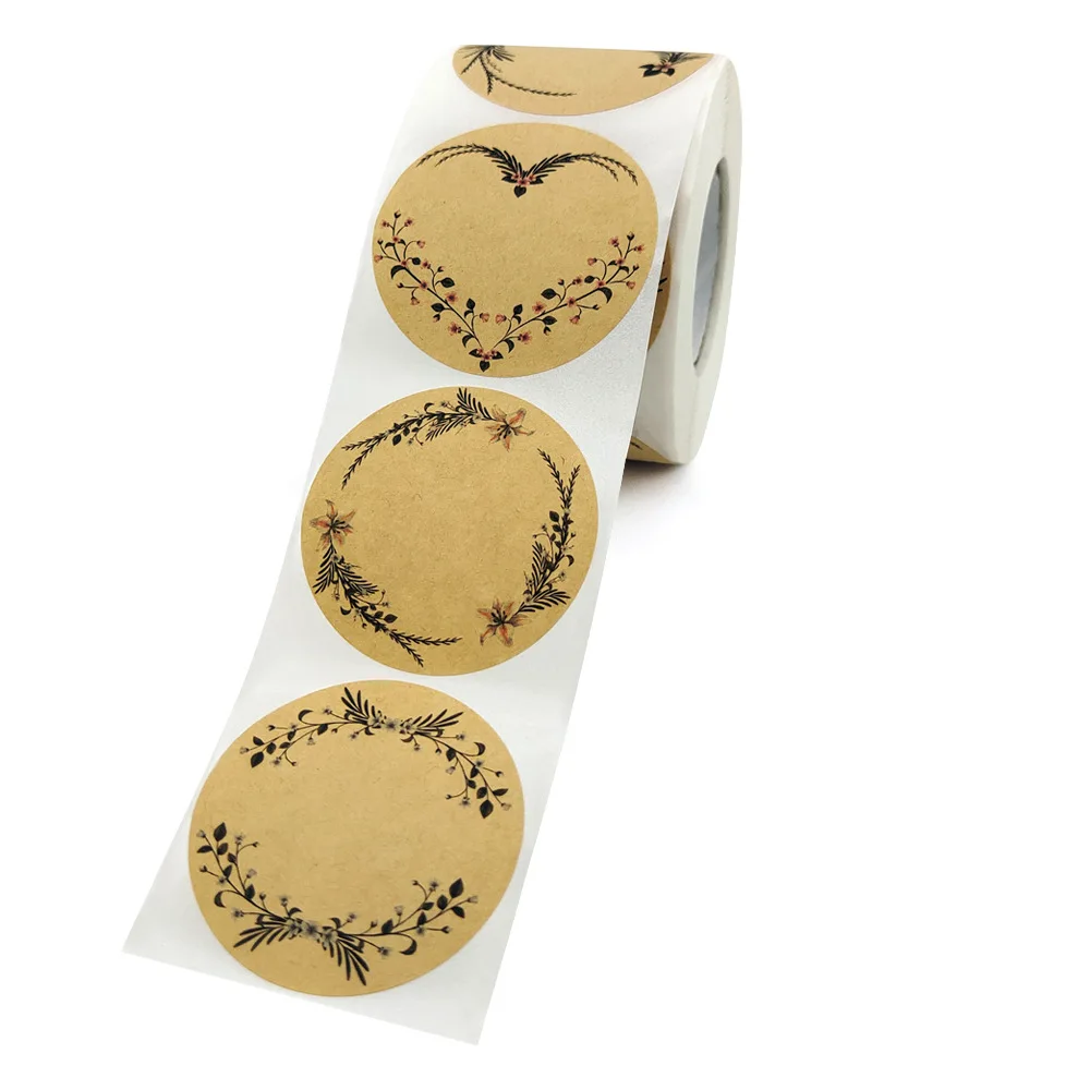 50–500 Stück Kraftpapier-Blumen-Dankeschön-Etikettenaufkleber für Geschenkkarten, Paket, Party, Verpackung, Backen, kleine Unternehmen, 5,1 cm – Detail 6