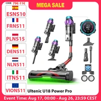 Aspirateur sans fil Ultenic U18 Power Pro, aspiration puissante de 55 kPa, moteur de 600 W, autonomie jusqu'à 80 minutes, brosse à rouleaux anti-emmêlement, écran LED intelligent, filtration à 6 couches, station de charge murale pour poils d'animaux et sols durs 1