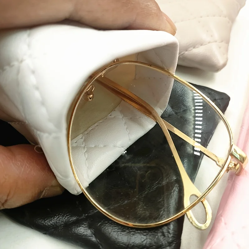 Custodia Portatile per Occhiali con Chiusura Automatica a Pressione, Astuccio in Pelle PU per Occhiali, Sacchetto per Occhiali con Molla a Pressione - immagine 4