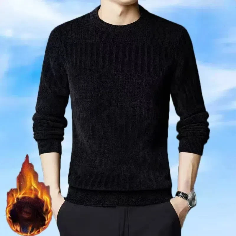 Lantern Long Sleeve Casual Pullover Men's Clothing Round Neck Turn-down Collar Fake Two Pieces Hoodies Autumn Winter Tops 6