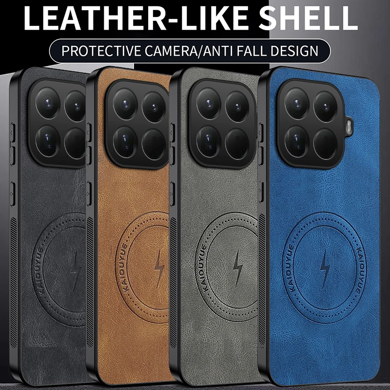 Magnetic Shockproof Soft Matte Leather Phone Case with All-round Camera Protector