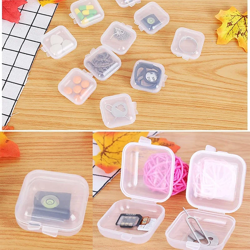 Desktop Storage Box Portable Clear Mini Plastic Containers Transparent Storage Box for Items Crafts Medicine Dust Plug Earplug Jewelry Package Case