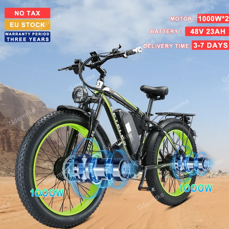 K800 2000W Doppio Motore A Due Ruote Motrici 48V 23Ah Batteria Mountain Bici Elettrica Fuoristrada 26*4.0 Pollici Fat Tire Bici Elettrica