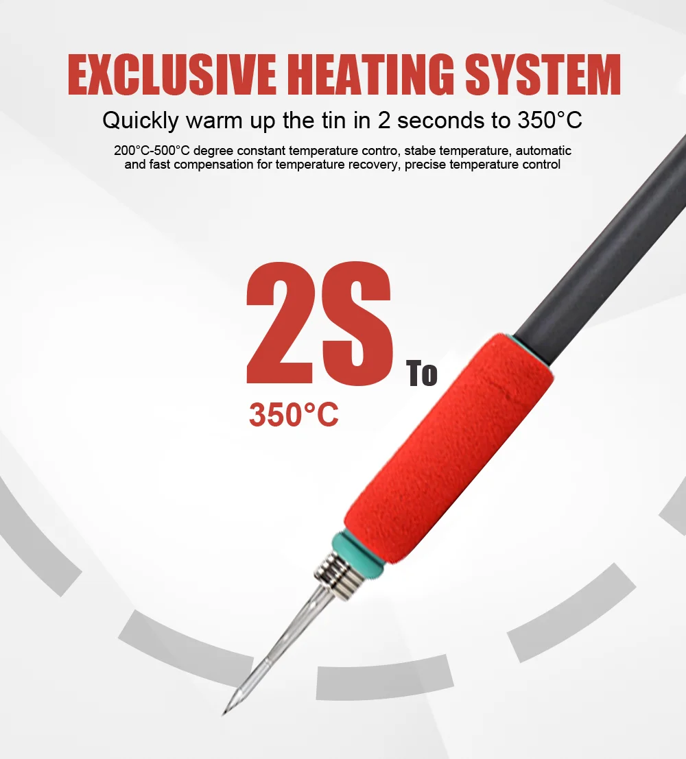 Soldering Iron Staion Repaid Heating Solder Iron Handle HD Display 2s Melting Ti