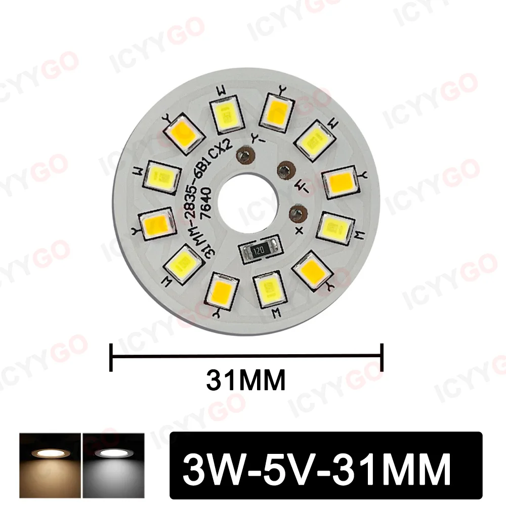 5V 램프 구슬 LED 광원 보드 3W 흰색 따뜻한 2 색 5V 라이트 보드 너도밤 나무 단단한 나무 저전압 라이트 보드