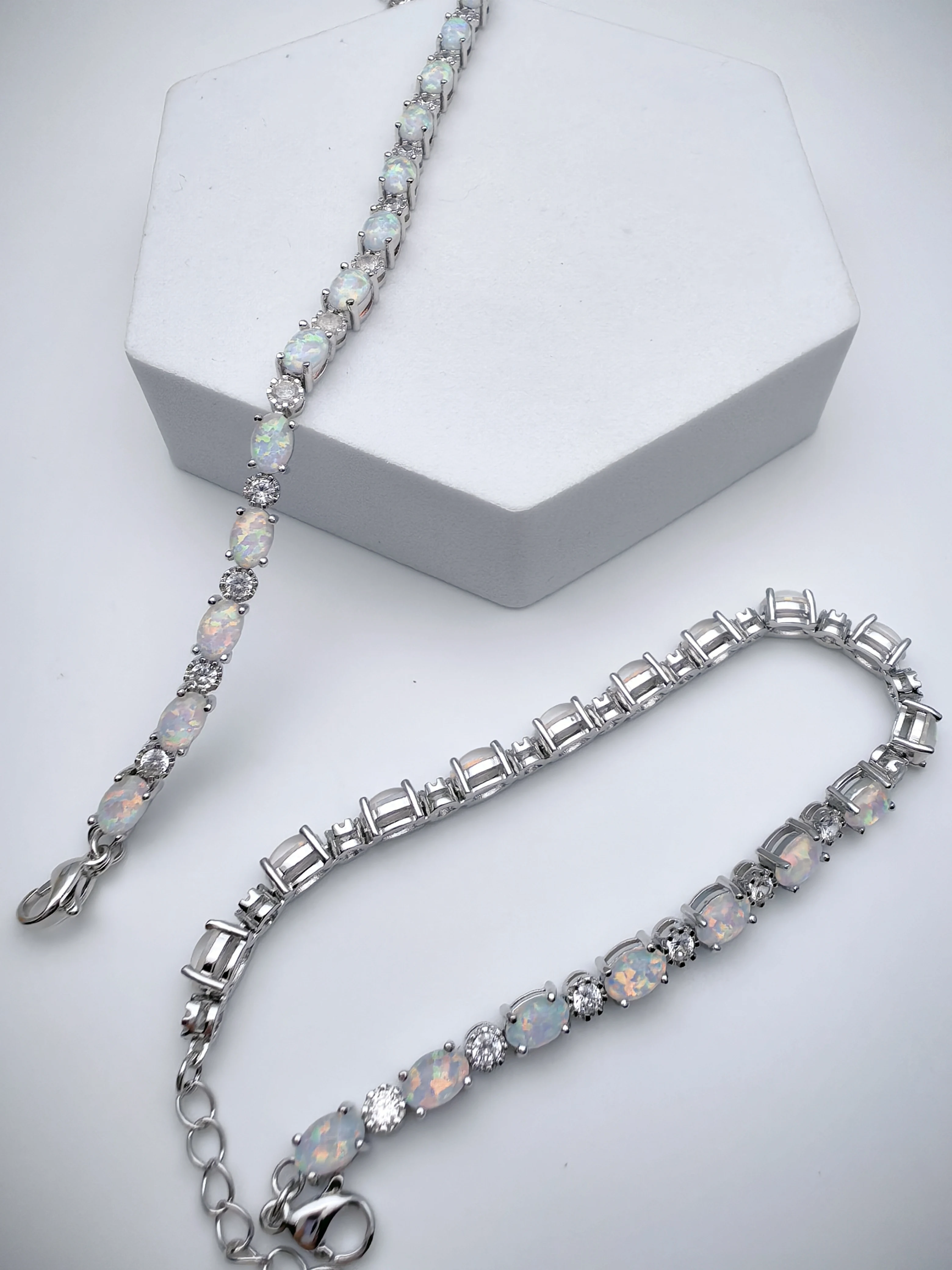 JLB-021  New Hot Oval Opal & Round Zircon Bracelet High Quality Ladies Jewelry Gift