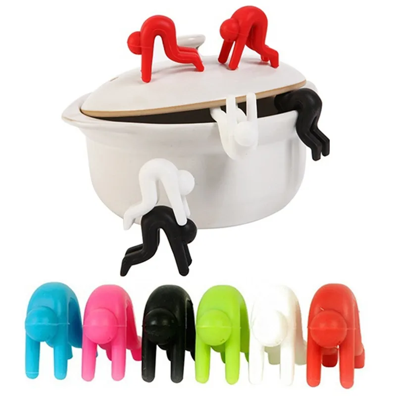Creative Pot Cover Kitchen Accessories Household Frying Pan Cookware Overflow Device Silicone Lid Insert Chopsticks Holder 2PCS