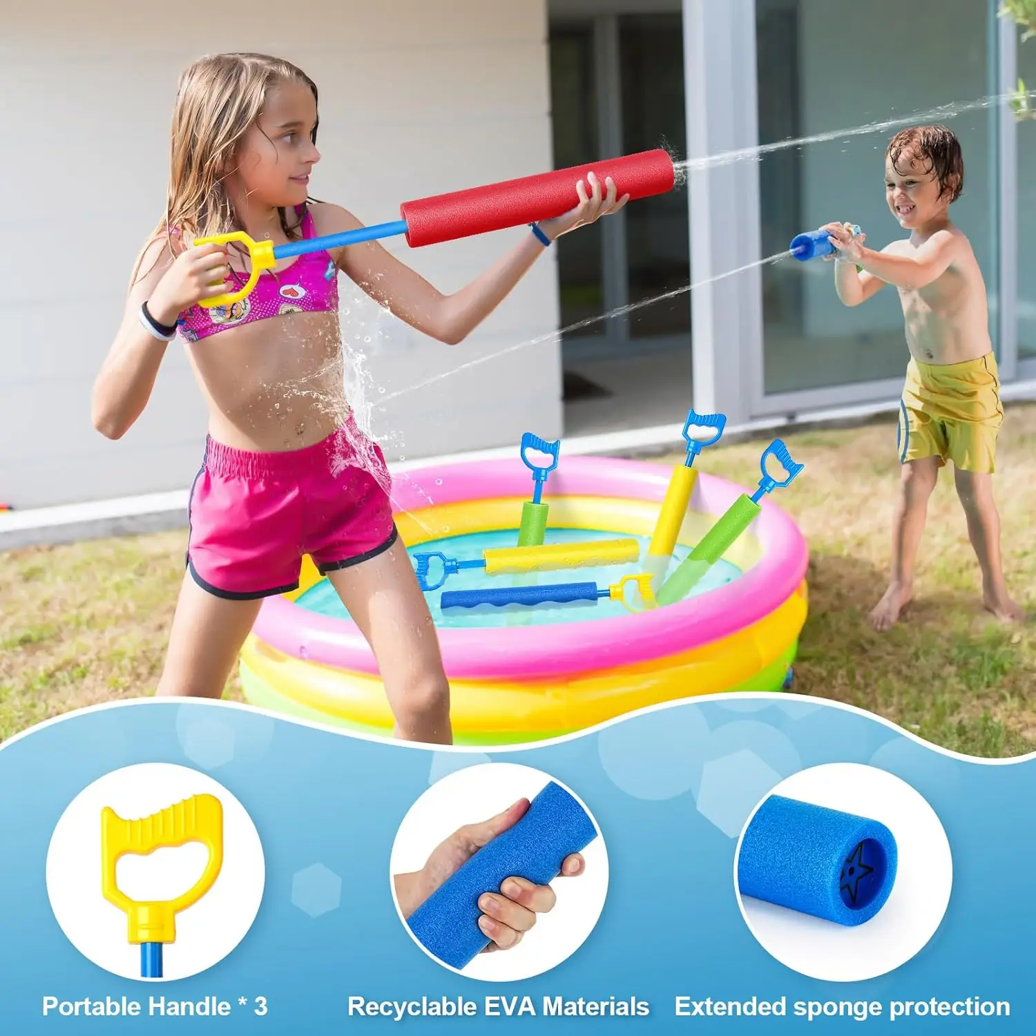 Foam Water Shooter, Water Guns Water Blaster for Swimming Pool Beach, Outdoor Water Squirt Gun Toys for Kids Adults-Color random 4