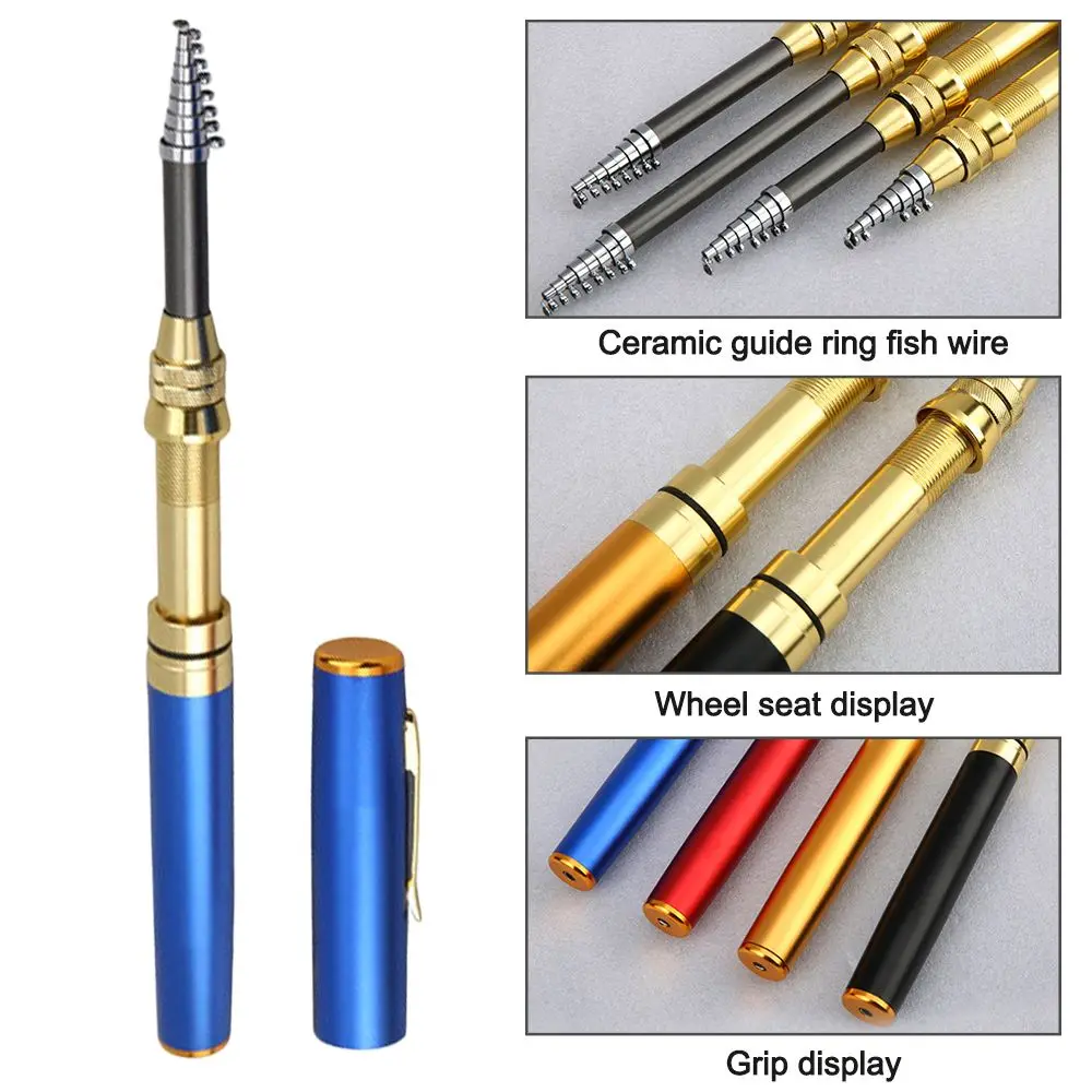 1.6m Telescopic Carbon Fishing Rod Fish Shaped Mini Pocket Pen Sea