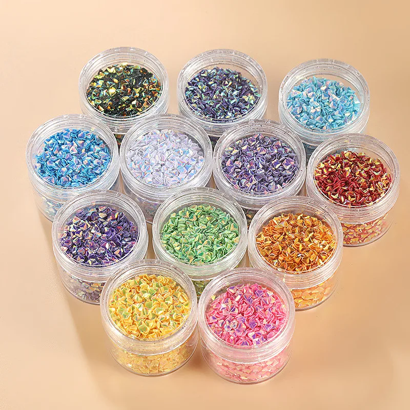 

1Jar 12 Colors Rhombus Sequins Sparkly Holographic Arcylic Nail Glitter Flakes~DIY Nail Art Decoration Manicure Nails Accessory#