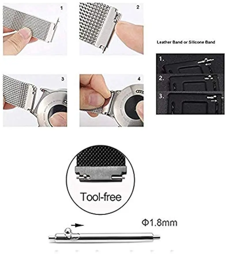 4 X Entretoises à Ressort (Federstege) Eichmüller Premium En Acier Inoxydable 19mm Pour Bracelets De Montre
