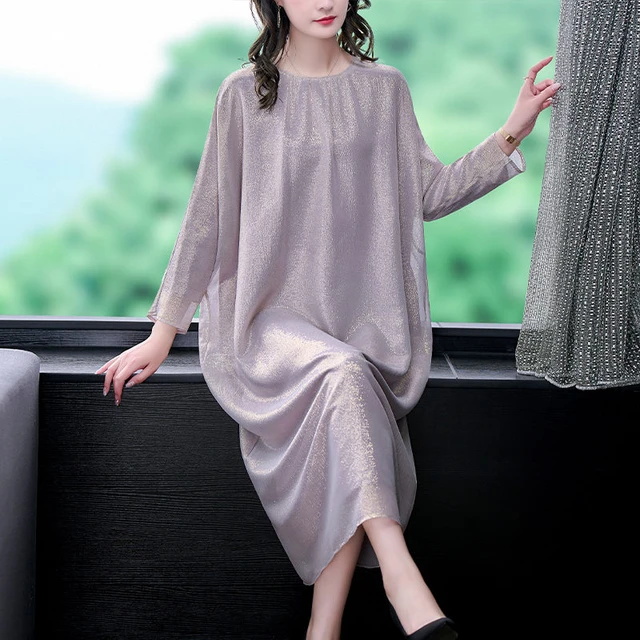 Women's Silk Dress Spring And Summer 2023 New Fashion Nine Points