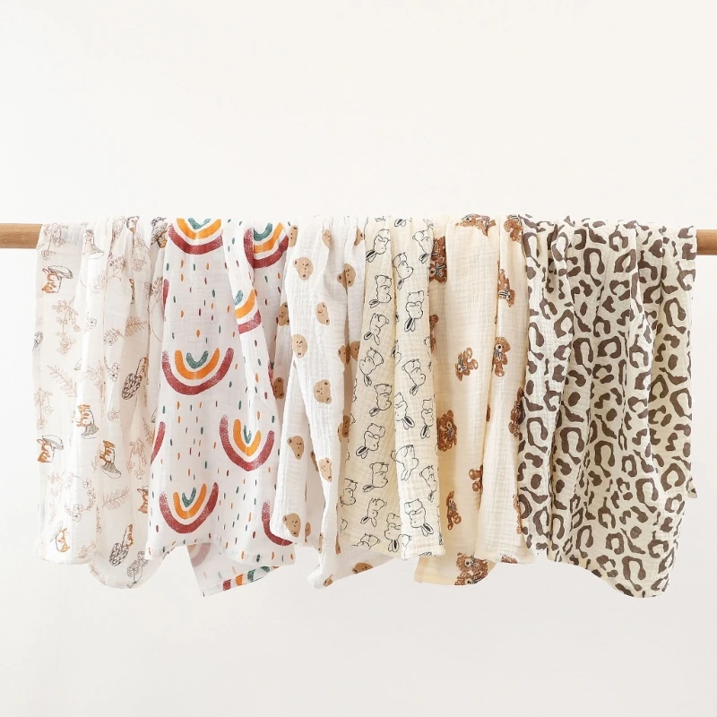 80*65cm Cute Cartoon Animal Pattern Baby Muslin Blankets Soft Cotton Newborn Swaddle Wrap Summer Infants Bedding Kids Bath Towel