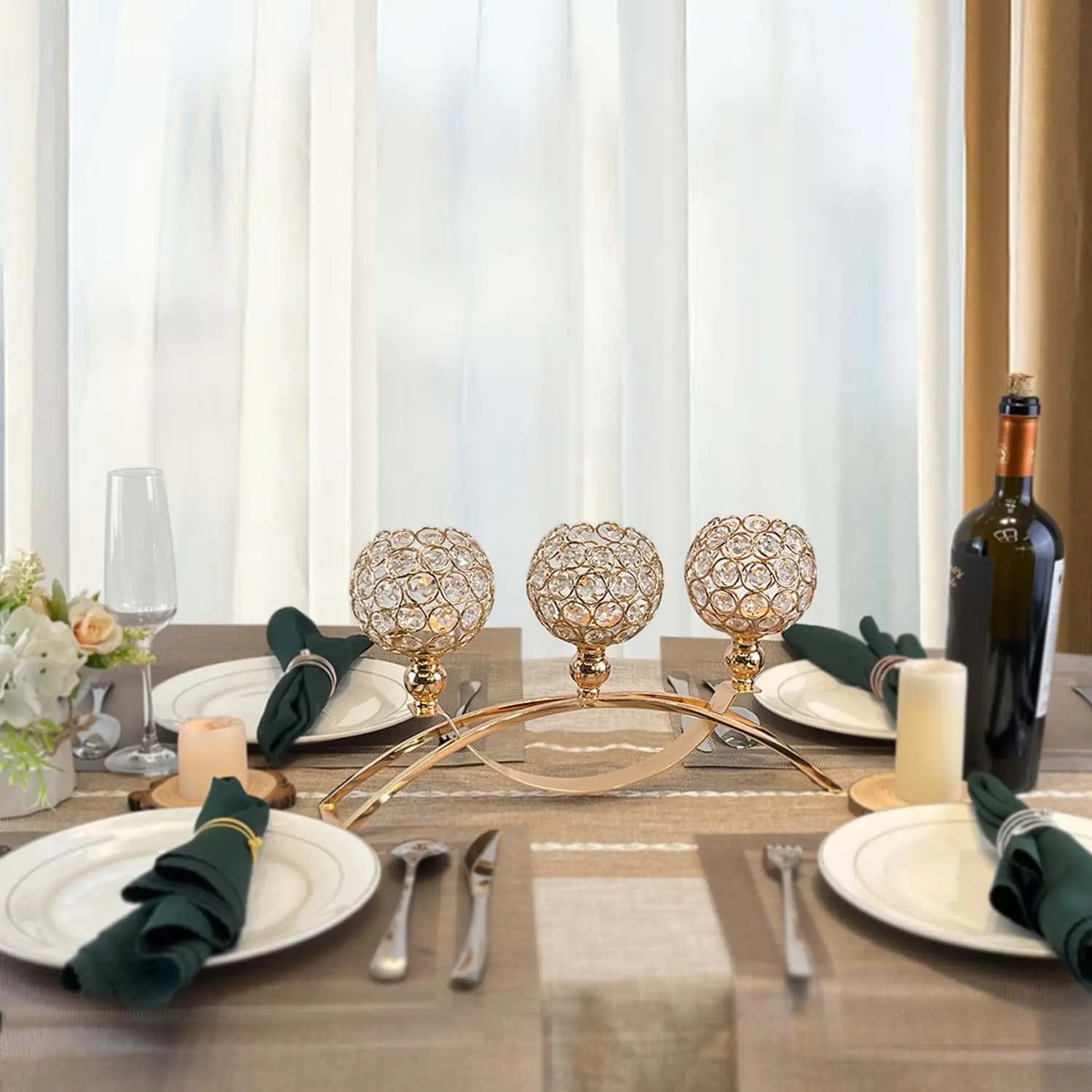 حامل شموع كريستال، حامل شمعدان شمعدان Tealight مع...