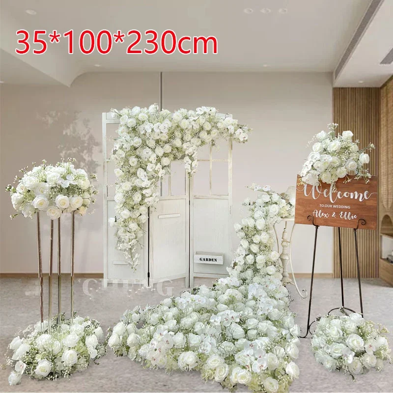 Babysbreath 장미 조화 웨딩 장식, 러너 꽃 줄, 꽃꽂이 테이블 센터피스 ..