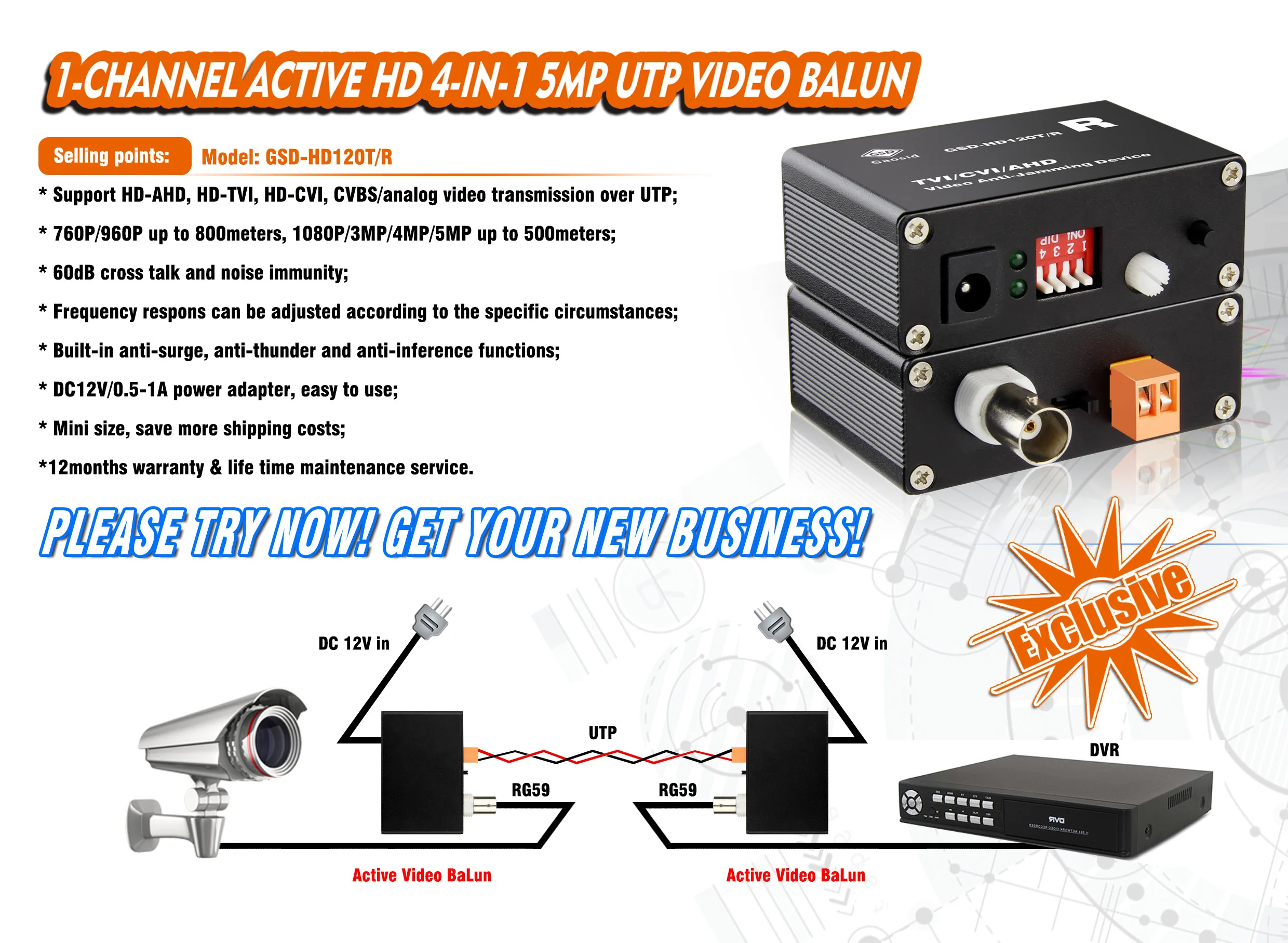 Bnc Telecamere Balun Per Telecamere CCTV - 4 Pezzi Per CVI/TVI/AHD/CVBS, Compatibile Con HD Fino A 8MP Balun Per Telecamere 4K - Foto 6