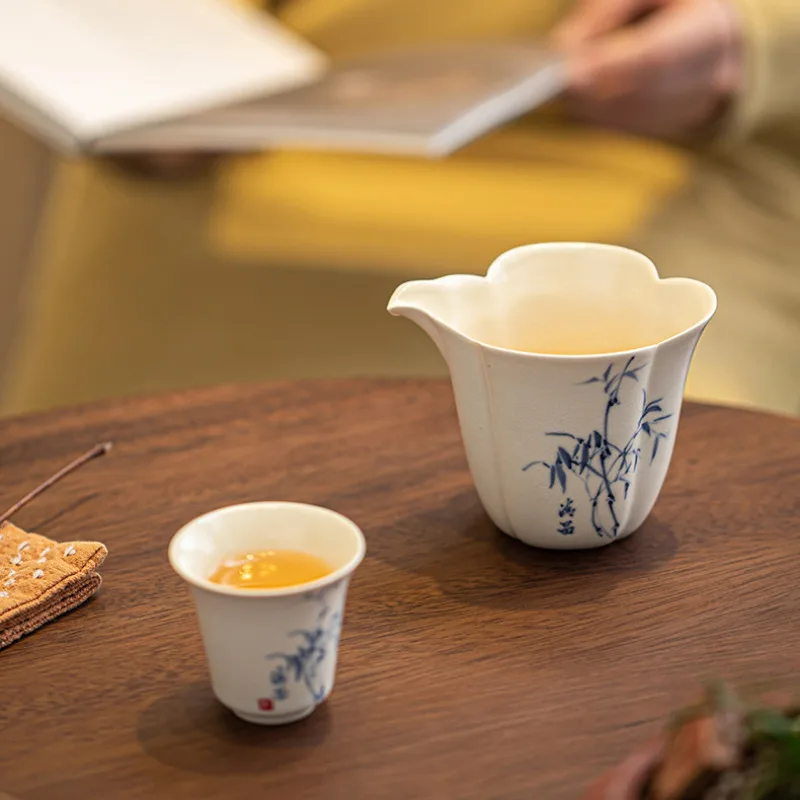 170ML Soda Glazed Hand-painted Bamboo Tea Pitcher Pour Tea Cha Hai Dispenser Justice Cup Flower Tea Fair Mug Teaware Supplies