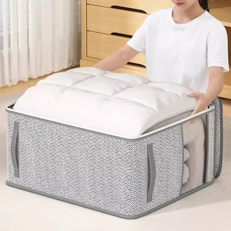 Foldable Clothes Storage Bag Visual Quilt Organize Cases with Handle Home Pillow Blanket Organizer Wardrobe Sorting Storage Box 4