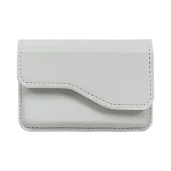 Sleek Magnetic Leather Flip Card Holder - Unisex and Multifunctional Wallet Case (White)