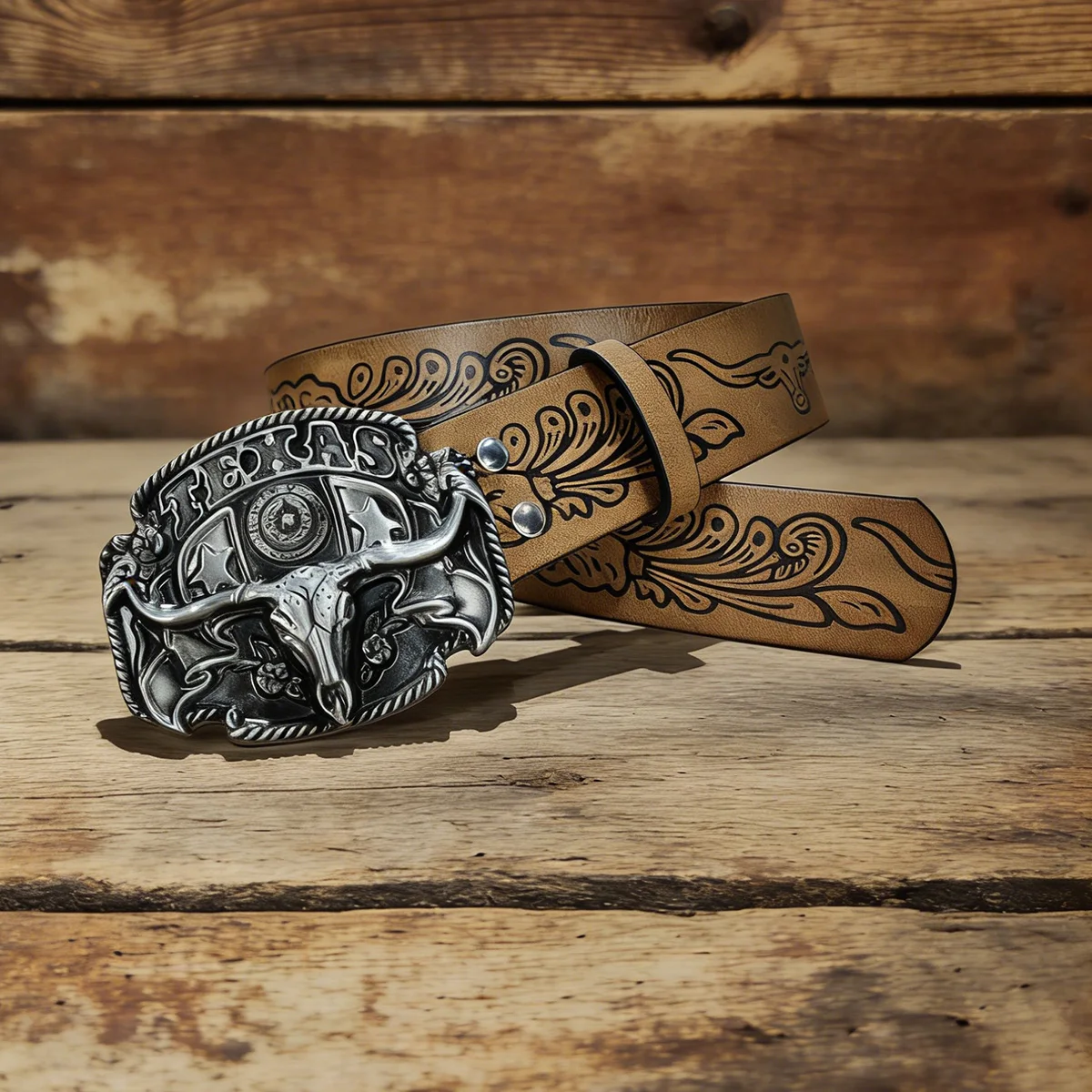 Plus Size Unisex Western PU Leather Vintage Belt with Bull Decoration and Horse Buckle