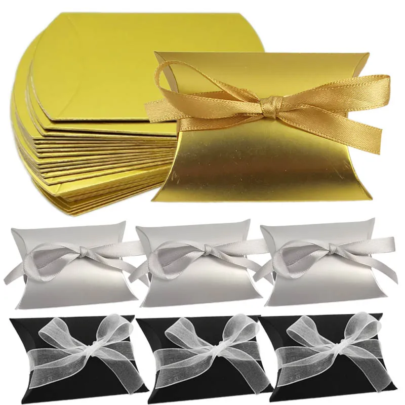 

50 шт., золотистые/Серебристые разноцветные конфеты с лентами