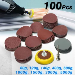 100Pcs 25mm/1inch Sanding Disc + Loop Sanding Pad 1inch + 1/8inch Shank Abrasives Loop Backer SandPaper Mixed Polishing Set