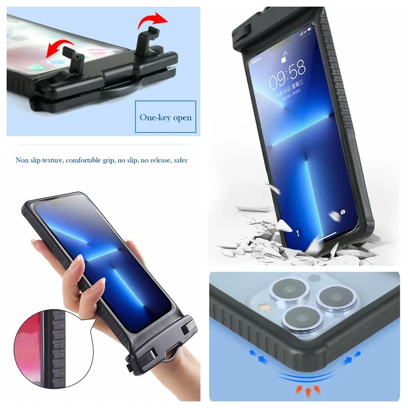 7 inch Anti-Falling Waterproof Phone Bag Touchscreen Swimming Drifting Boating Diving Surfing River Trekking Phone Case Holder 6