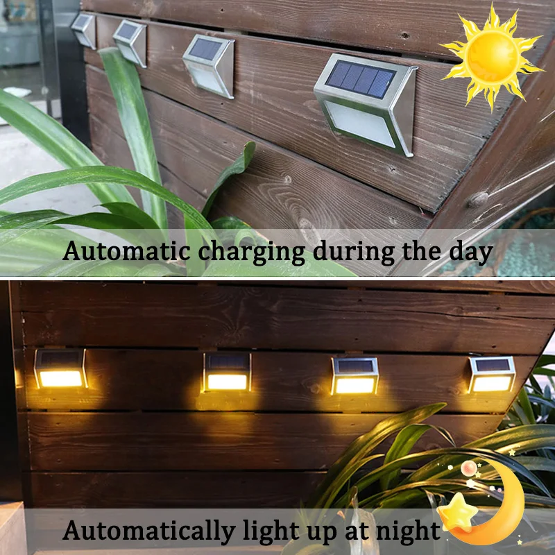 solar wall lights Smart Outdoor Solar LED Wall Lights 3LEDs Waterproof Garden Deck Lights Decor for Patio Yard Fence Lamp Stairs Balcony solar lights outdoor