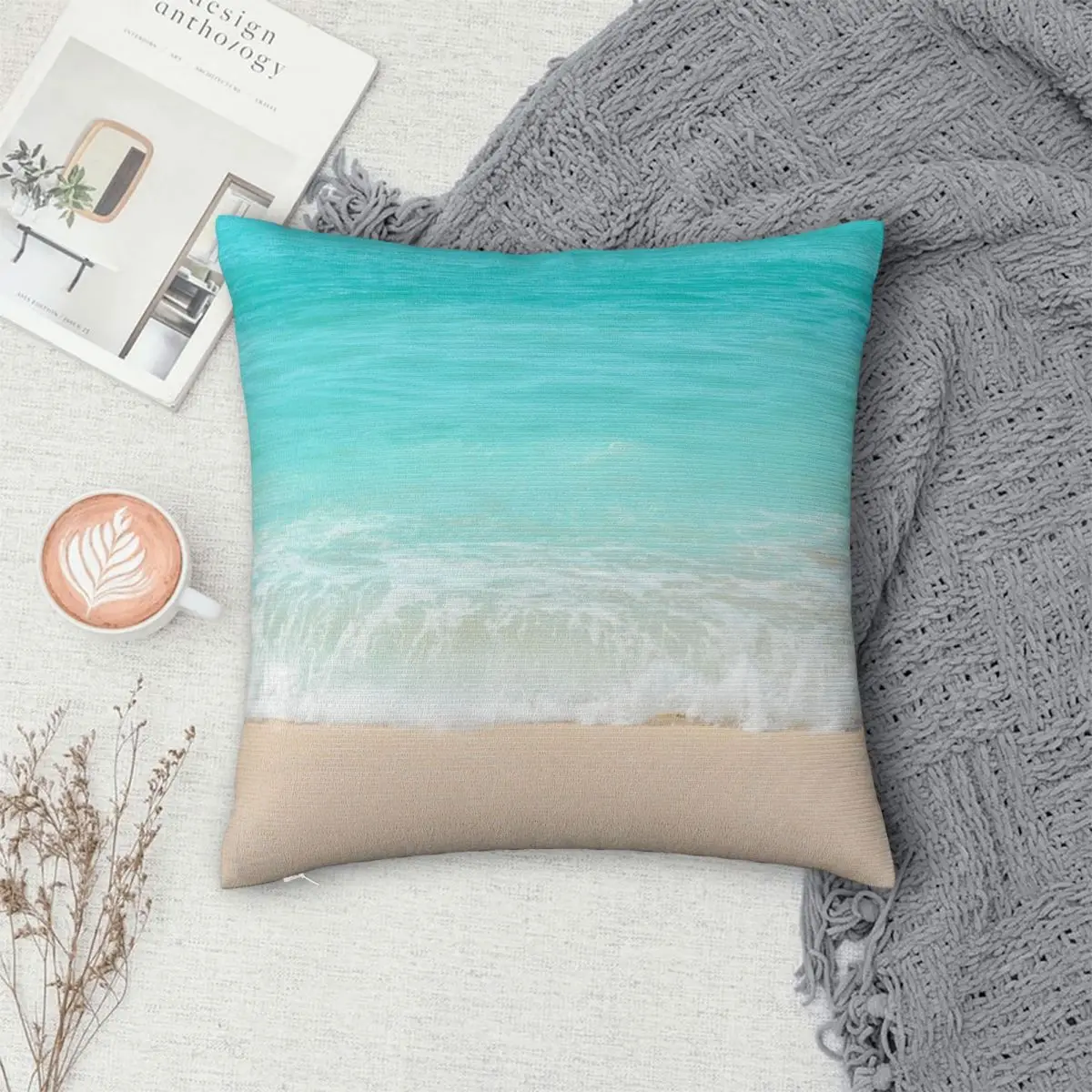 

Bright Blue Calm Ocean Shore Pillowcase Polyester Pillows Cover Cushion Comfort Throw Pillow Sofa Decorative Cushions Used