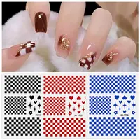 1pcs French Manicure Nail Art Stickers Checker Board Nail Tips Decoration Self-Adhesive For DIY Decoration Stencil Tools 1