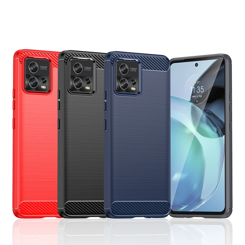 

For Cover Motorola Moto G72 Case For Moto G72 Bumper Silicon Carbon Fiber Case For Moto G72 G82 G62 G52 G42 G32 G22 E22 E32 G60S