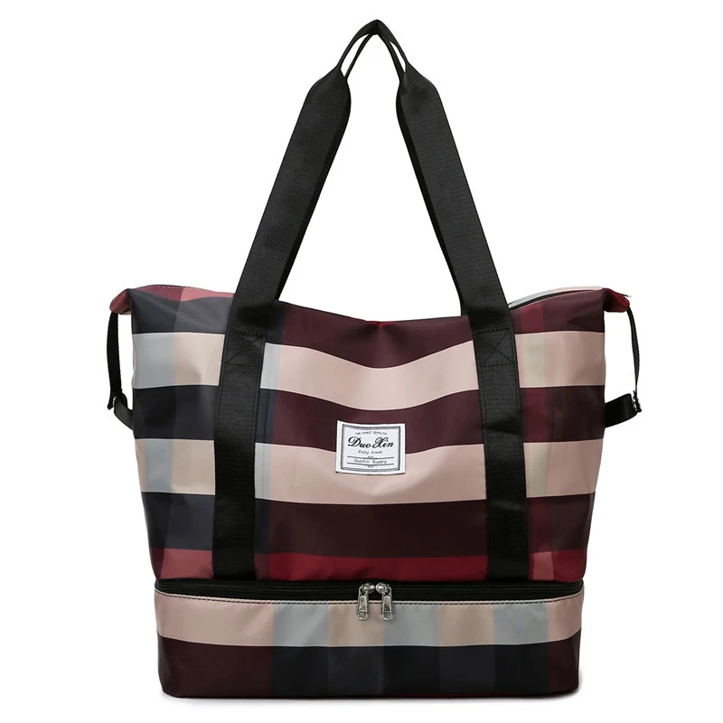 

New Plaid Travel Bag Fashion Large Capacity Storage Bag Waterproof Duffel Women Shoulder Bag Women Weekend Luggage Handbag