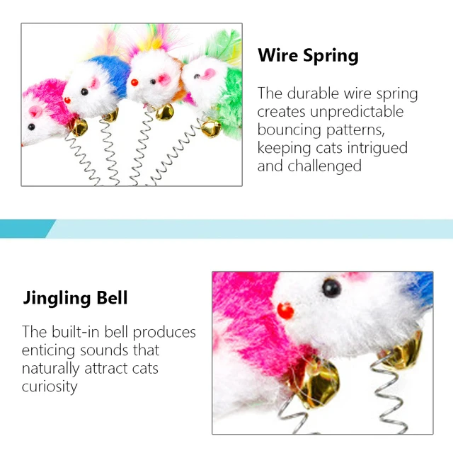 Swinging Mouse Toy - Suction Cup, Spring, and Feather Mouse Toy with Bell Sound, Interactive Cat Toy 3