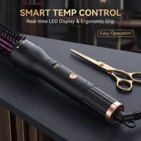 Ensemble de coiffure 5-en-1 interchangeable, fer à boucler multifonctionnel, brosse lissante avec écran LCD, peigne chauffant, gant anti-brûlure 5