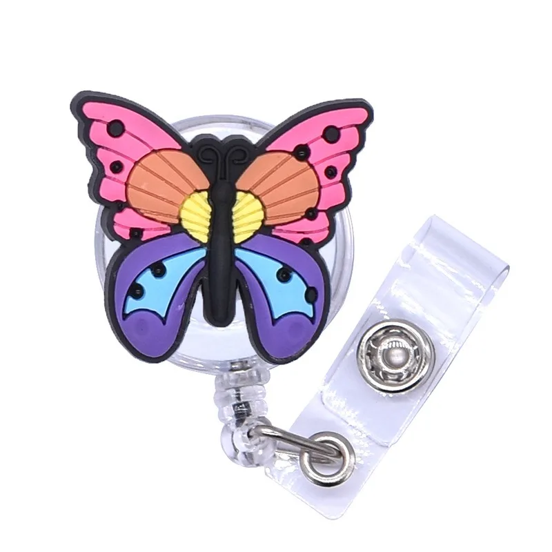 Creative Mini Cute Color Butterfly Badge Holder cartoon Retractable Badge  Holder Kawaii Accessories of ID Card Sleeve with Rope - AliExpress