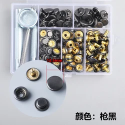Colorful Snap Fastener Buttons - Seamless Copper Concealed Set (160 Pieces) for Jackets, Backpacks, and Coats (503-black gray)