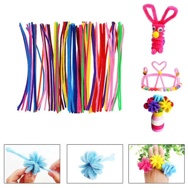 New 100pcs Multicolor Mixed Plush Iron Wire Flexible Flocking