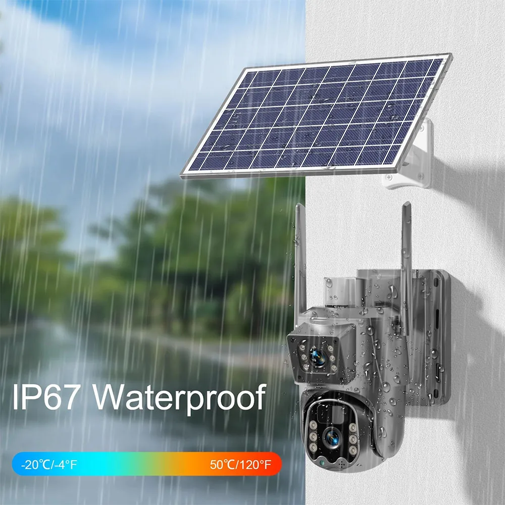 4K 8MP WiFi Solar Camera Outdoor Wireless CCTV Surveillance Camera with Solar Panel Dual Lens IP PTZ Cam Security Protection 6