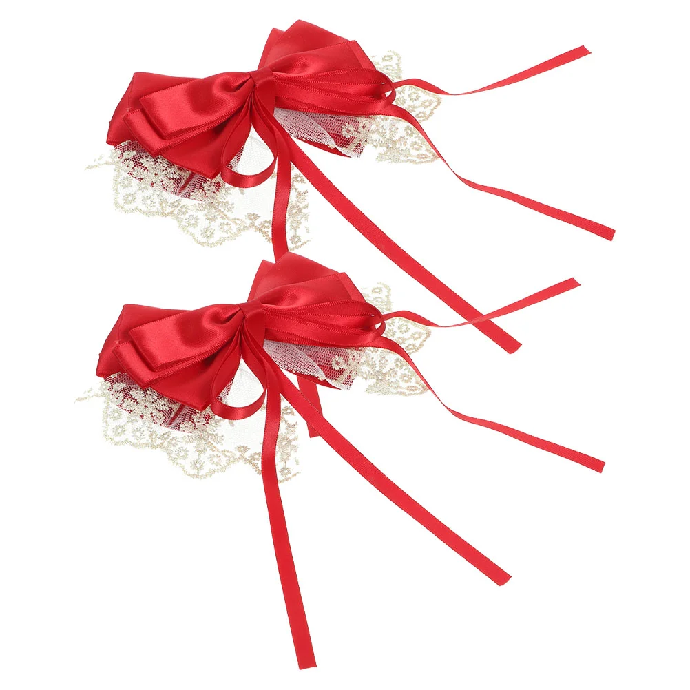 

2 Pcs Lace Hairpin Ribbon Clip Bow Pins Clips Ribbons for Women Korean Version Barrette