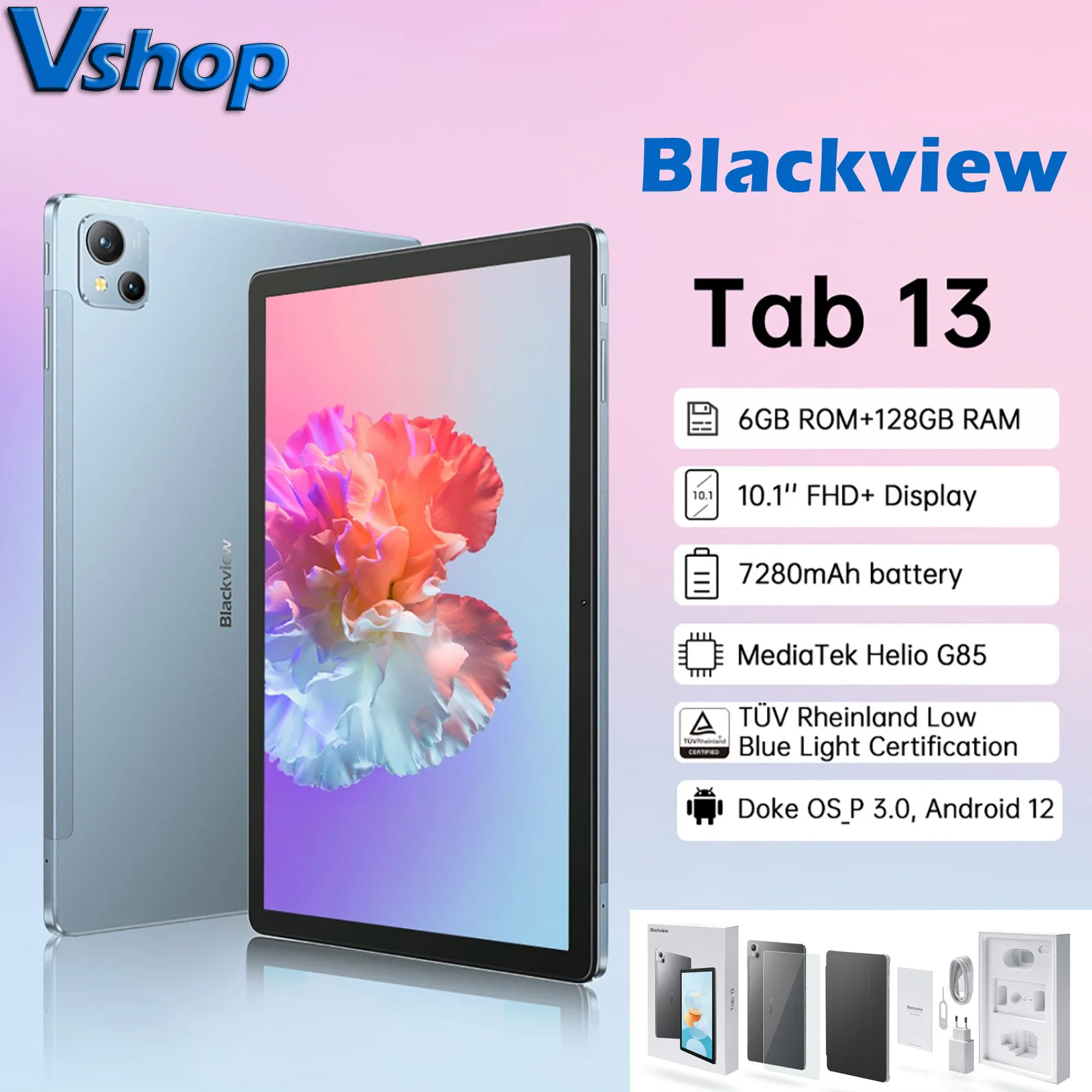 Cheap Blackview Tab 13 Pro Tablet Pad MTK Helio P60Octa core 8GB+128GB  7680mAh 10.1'' FHD+ Display Android13 13MP Camera