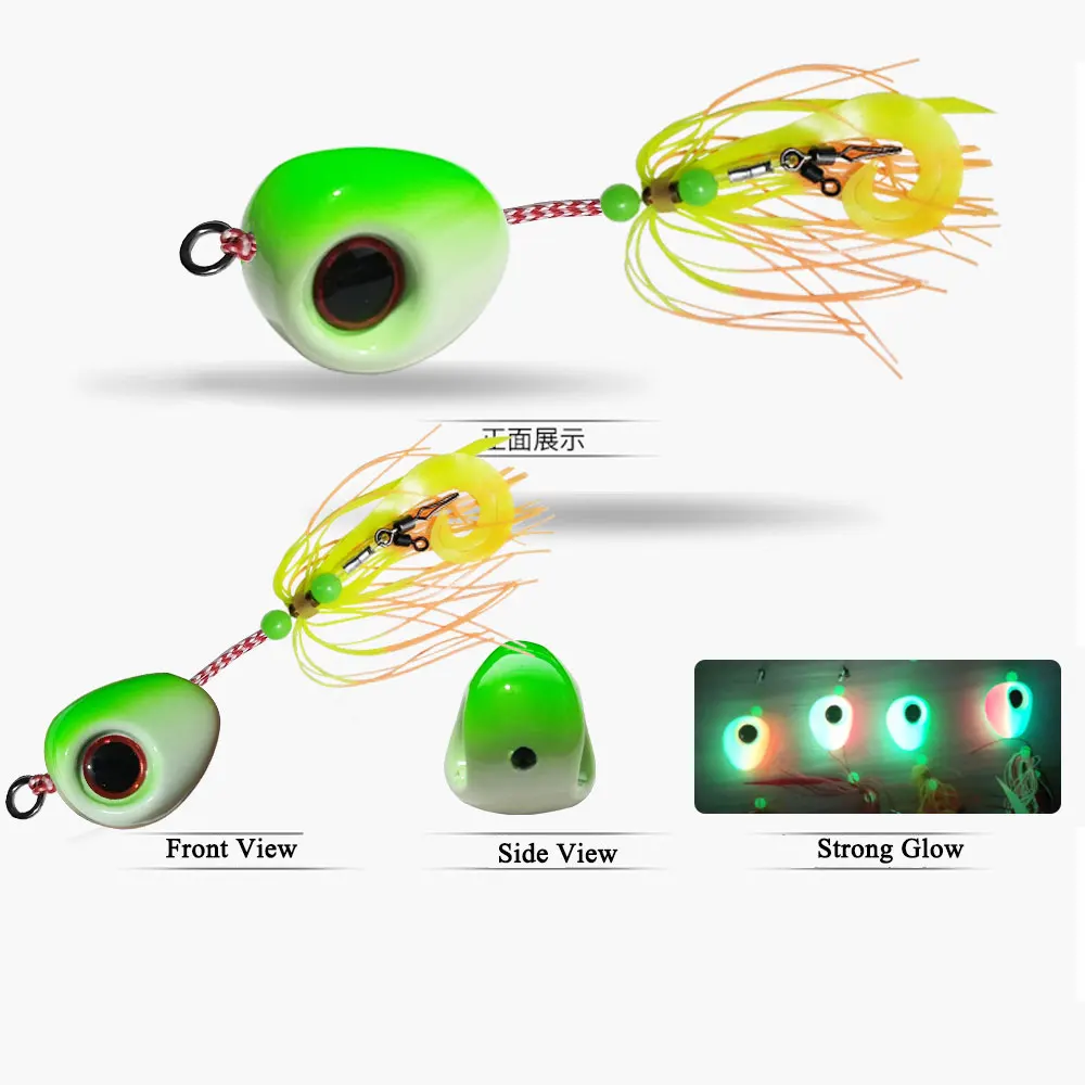 Metal Head with Skirt Jigging Fishing Lure Glow Kabura Pesca Slider Snapper Sea Bream Jig Hard Bait 1PC