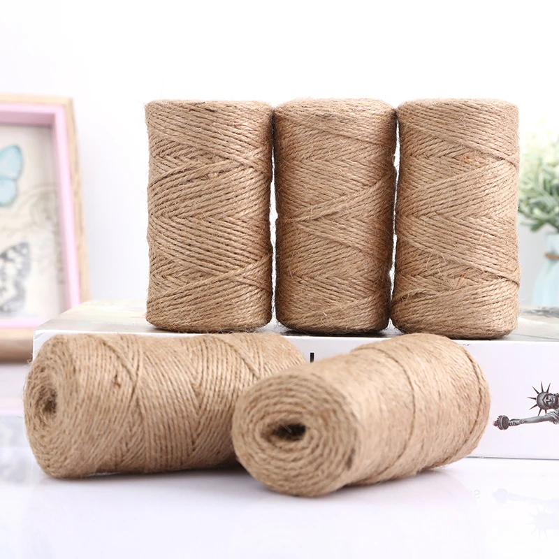 Jute Rope 100M 1mm 2mm 3mm Natural Burlap Hessian Jute Twine Cord Hemp Rope String Gift Packing Christmas Event Party Supplies