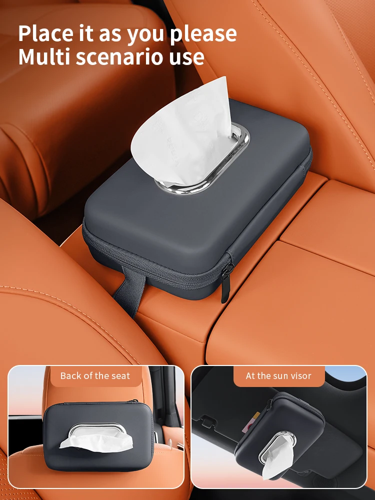 Car sun visor tissue box seat back car mounted tissue box car mounted armrest high-end storage decoration sanitary paper tissue box car interior accessories car tissue holder
