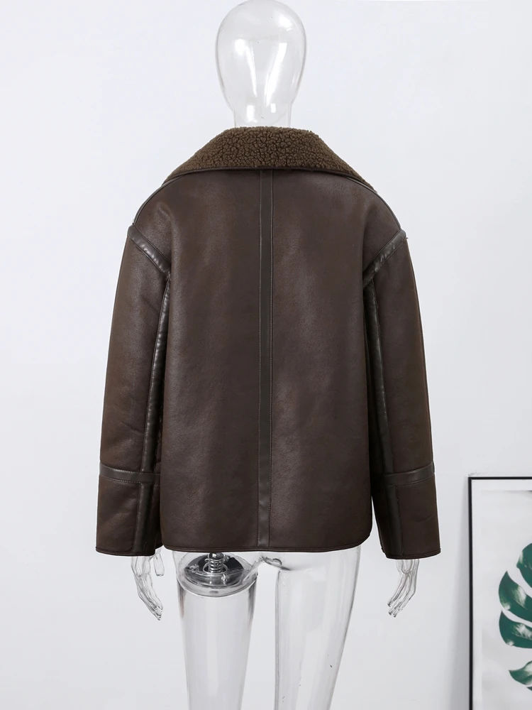 Damen-Wintermäntel, Reversknopf, wendbar, Bomberjacken, Herbst 2022, weiblich, langärmelig, Taschenmantel, modische Damen-Oberbekleidung – Detail 8