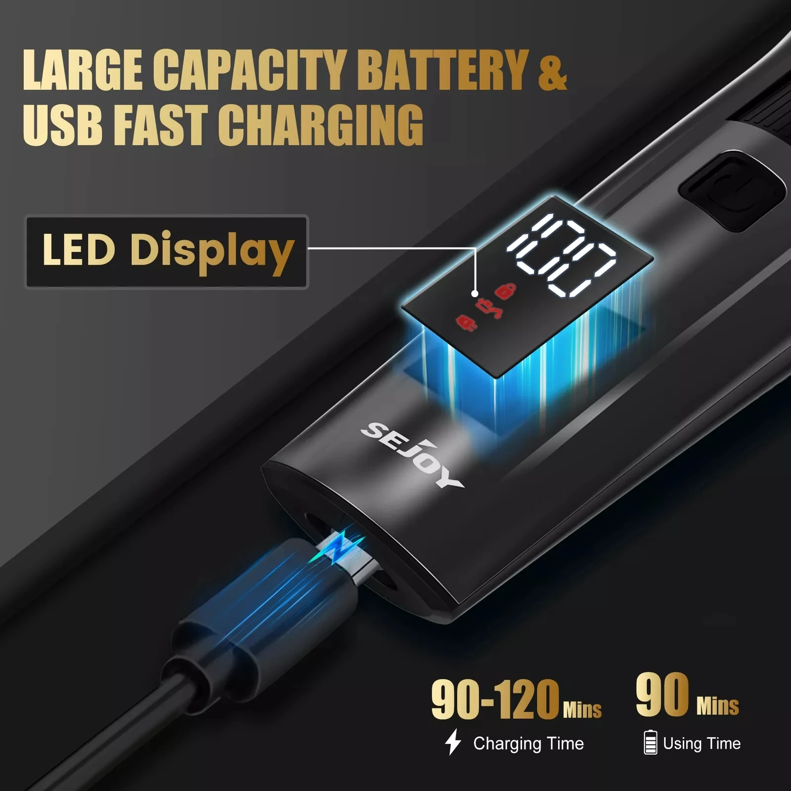 Sejoy  Hair Clippers Body Hair Trimmer Beard Repair Shaving  Electric Men Haircut Machine Barber Shaver 3