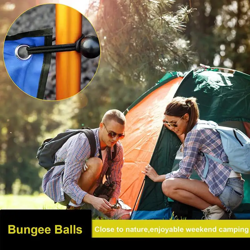 10 Pieces Elastic Tent Fix Cords Black Ball Bungee Loop Strap Tarpaulin Canopy Fixed Rope For Outdoor Camping outdoor tent ropes,camping tent accessories,camping tent fasteners,bungee cords