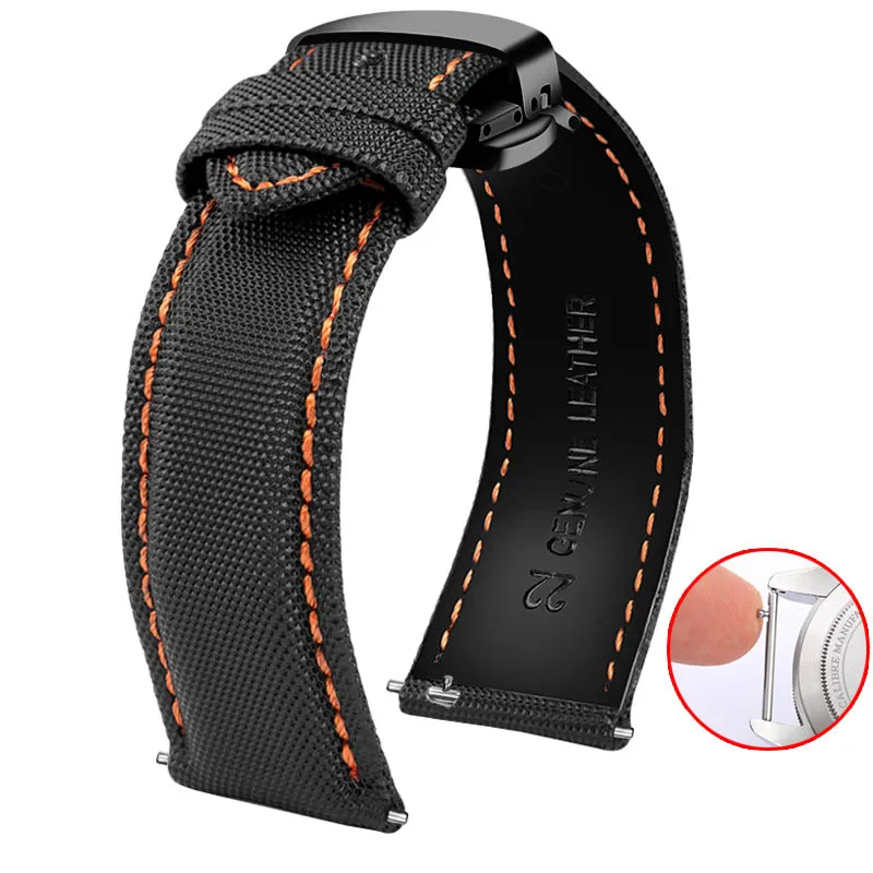Vibrant Multi-Color Unisex Canvas Watch Band Bracelet - Blue, Orange, Black, Red Lines