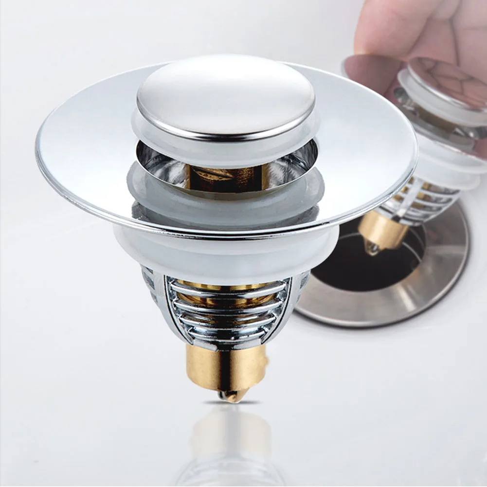 Universal Stainless Steel Pop Up Bounce Core Basin Drain Filter Hair