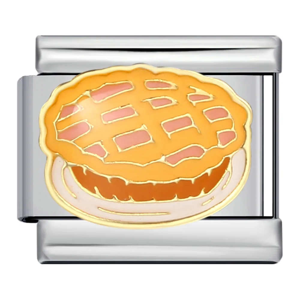 9 mm modisches italienisches Charm-Armband aus Edelstahl, elastische Gliederkette, niedliche orangefarbene Serie, Kürbiskuchen, Kuchen, Kastanie, DIY-Herstellung – Detail 5