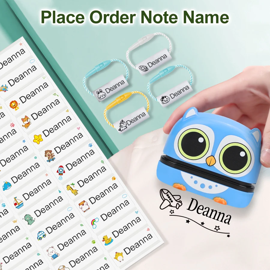 Name Stamp Self Ink Stamps Personal Student Child Baby Waterproof Non-fading Kindergarten Seal Black Ink Toy Gift Set